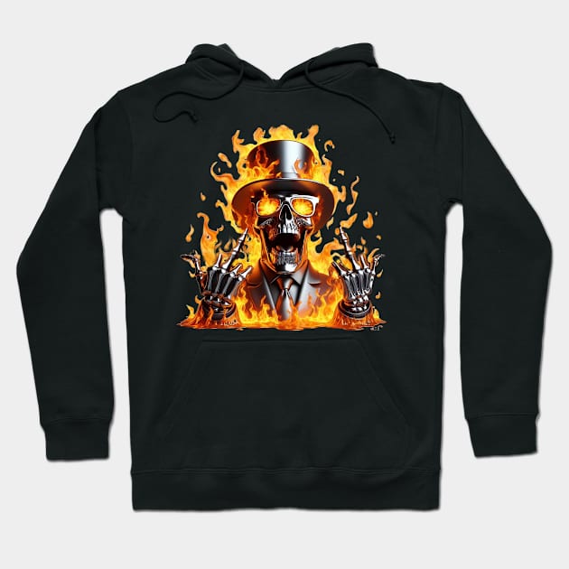 Flaming Flipping Skull Hoodie by Darn Doggie Club by focusln